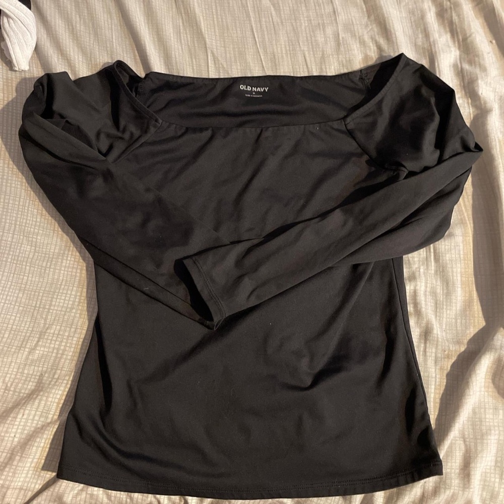 Old Navy Off the Shoulder Black Long Sleeve Top Size Medium